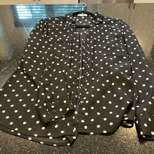 Xpress size medium Portofino polkadot blouse button-down